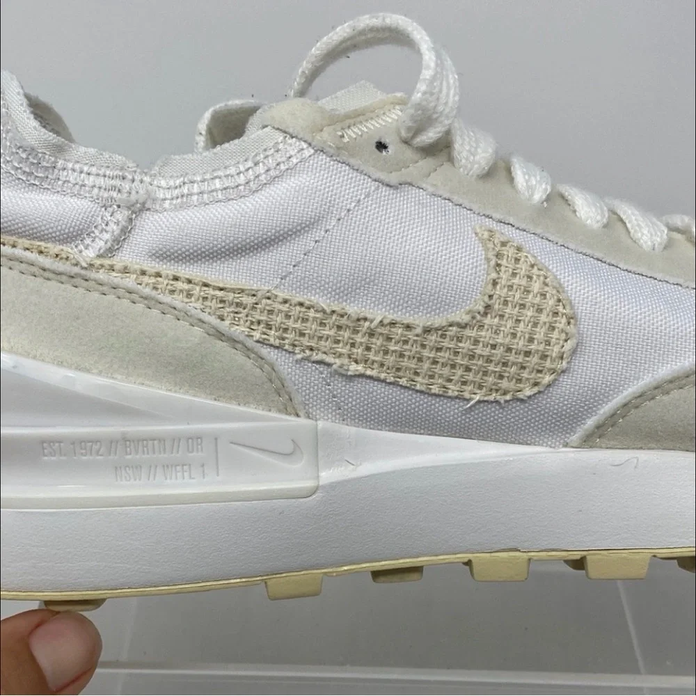 Nike Waffle One Woven Swoosh in summit White/Fossil Colorway Size 7.5